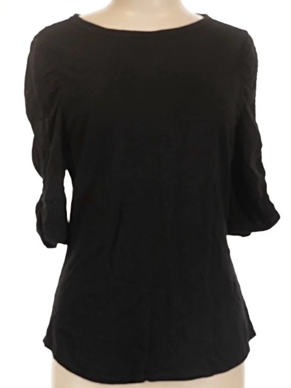 White House Black Market Black Ruched Short Sleeve Tee